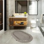 Home Turko Jüt, Desenli Kapı Önü, Paspas, Banyo Paspası, Balkon Paspası/Hediyelik, Ev Eşyası. Gri 80 x 150