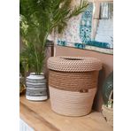 Home Turko Jüt, Hasır, Çöp Kovası, Mutfak Çöp Kovası, Banyo Çöp Kovası, Doğal, Natürel, Jüt Kova, Modern Kova Kırmızı-Krem