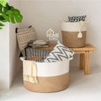 Home Turko Jüt, Hasır, Kirli Çamaşır Sepeti, Kirli Sepeti, Banyo Sepeti, Oyuncak Sepeti, Mutfak Sepeti - Renkli - Tek Ebat