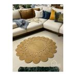 Home Turko JÜT HASIR PAPATYA ÇİÇEK DESENLİ KİLİM HALI EV DEKORASYONU HEDİYELİK EV EŞYASI BOHO KİLİM 100 x 100 HASIR