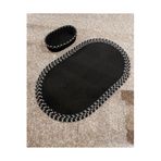 Home Turko Jüt, Hasır, Paspas, Banyo Paspası, Banyo Paspas Takımı Banyo Sepeti, Düzenleyici Banyo Paspası 100 x 150 Siyah-Kırçıllı