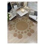 Home Turko JÜT PAPATYA KIRÇIL DESENLİ DESENLİ ÇİFT TARAFLI KİLİM EL DOKUMASI HALI EV EŞYASI HEDİYELİK 120 x 120 HASIR-BEYAZKIRÇIL