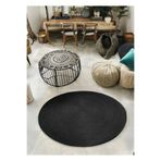 Home Turko Jüt Paspas, Kilim, Halı, Kapı Önü Paspas, Yuvarlak Paspas, Mutfak Paspası, Banyo Paspası, Hediyelik 150 x 150 Siyah