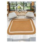 Home Turko Minimalist Jüt Moderin Desenli Çift Taraflı Kare-Dikdörtken Hasır Kilim Halı Paspas Ev Eşyası 80 x 120 HASIR-BEJ