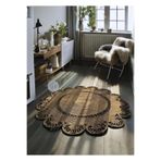 Home Turko Moderin Hasır, Jüt Desenli, Naturel - Jüt Dekoratif Kilim, Paspas, Banyo Paspası, Balkon Paspası 140 x 140 jüt