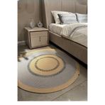 Home Turko Moderin Hasır, Yuvarlak, Desenli Naturel Jüt Gri Kilim, Mutfak,salon Halısı/hediyelik, Ev Dekoru 120 x 120 bej-gri