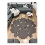 Home Turko Moderin Hasır, Yuvarlak, Desenli Naturel Jüt Hasır Kilim, Mutfak,salon Halısı/hediyelik, Ev Dekoru 100 x 100 antrasit