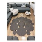Home Turko Moderin Hasır, Yuvarlak, Desenli Naturel Jüt Hasır Kilim, Mutfak,salon Halısı/hediyelik, Ev Dekoru 120 x 120 antrasit