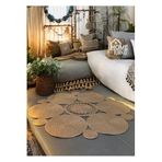 Home Turko Moderin Hasır, Yuvarlak, Desenli Naturel Jüt Hasır Kilim, Mutfak,salon Halısı/hediyelik, Ev Dekoru 120 x 120 HASIR-DESENLİ