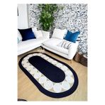 Home Turko Yıkanabillir,Çift Taraflı, Papatya Desenli, Bohem Tarzı Hasır/Jüt, Kilim, Halı. Modern, Ev Eşyası 80 x 100 lacivert-beyaz