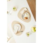 Home Wave 2 Adet Bej/Taş Suni Deri Sofra Sunum Tabak Altlığı Supla Amerikan Servisi 45x36 cm - 45 x 36 cm