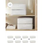 Home Wave 8'li Büyük Boy Gri Pötikare Baza Altı Hurç Set 62 x 46 x 22 cm - 8 Adet