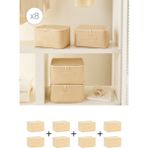 Home Wave 8'li Küçük Boy Bej Pötikare Hurç Set 30 x 22 x 18 cm - 8 Adet