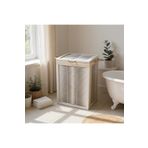 Home Woodluck Ahşap Çamaşir Sepeti Yıkanabilir Bezli Beyaz