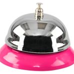 HOME-X Gümüş Çağrı Zili, Okul için Servis Zili, Resepsiyon Masası, Tezgah Zili, Otel Zili, Pembe Taban, 3 ¼" D x 2 ¼" Y