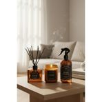 homeartplus 3lü set Oda kokusu ve Mum seti Amber Renk 250 ml spray 100 ml oda kokusu