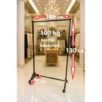 Homebella Premium 130 Cm Çelik Konfeksiyon 105 Cm En Askılık Tekerlekli Demonte Eşek Portmanto Vitrin