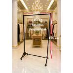 Homebella Premium 150 Cm Çelik Konfeksiyon En 105 Cm Elbise Askılık Tekerlekli Demonte Eşek Portmanto Vitrin