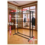 HOMEBELLA Premium 150 cm Çelik Konfeksiyon En 125 cm Elbise Askılık Tekerlekli Demonte Eşek Portmanto
