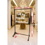 HOMEBELLA Premium 160 cm Çelik Konfeksiyon 105 cm En Elbise Askılık Tekerlekli Demonte Eşek Portmanto