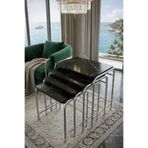 Homebella Siyah Mermer 4 'Lü Zigon Sehpa 1. Kalite Krom Nikelaj Üreticiden Salon Mutfak Oda Masa
