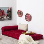Homedius Sofa Buklet Kapitoneli Yer-Sedir Minderi Kirmizi Cift