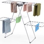 Homedora İki Katlı Metal Telli Çamaşır Kurutmalık Mandallıklı, Siyah, Standart
