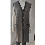 homeistshop Kadın Kışlık Motifli Cepli Önü Düğmeli Normal Kesim Yünlü Kumaş Uzun Anne Yelek