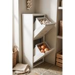Homekolik 2 Katlı Beyaz Baskılı Metal Sebzelik – 100 cm Patates ve Soğanlık Çok Amaçlı Dolap