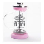 Homekolik Cam Pembe Silikonlu French Press 600 ml Bitki Çayı Demleme