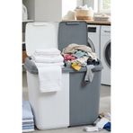Homekolik İki Bölmeli Kirli Çamaşır Sepeti 80 Litre Büyük Boy – Kapaklı Plastik Çamaşır Sepeti 50 x 55 cm
