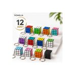 HOMELIA 12 Adet Mini Rubik Zeka Küpü Anahtarlık 3x3 Sabır Küpü Seti Eğitici Oyuncak