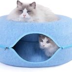 homelifestyle® for Pets (Keçe, Donut Kedi Yatağı, Mavi, 60 x 60 x 28 cm)