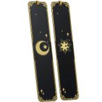 HOMEMARS Yer imi, kitap imi seti, metal, 2 adet siyah altın ay ve yıldız, emeklilik hediyesi, öğrenci hediyesi, çift hediyesi, en iyi kız arkadaş hediyesi, Noel hediyeleri