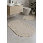 HOMEMOME Pamuklu Oval Banyo Paspası 2'li Takım Taş 60*100 & 50*60