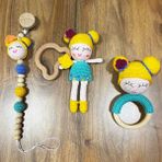 Homemood Hobi - Butik Amigurumi Çıngırak, Emzik Askısı ve Vik Vikli Oyuncak - Renkli