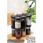 HOMENIVA Black Pearl 12 Adet Cam Kavanoz Baharat Seti -vakumlu Silikon Kapaklı