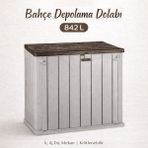 Homenter Bahçe Depolama Dolabı 842 L | 2 Kapılı | Üstü Açılabilir | Iç & Dış Mekan Uyumlu - Kahverengi