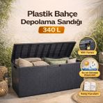 Homenter Bahçe Depolama Sandığı 340 L | Kilit Yuvalı | Iç & Dış Mekan - Antrasit