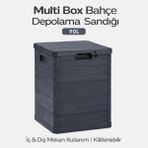 Homenter Multi Box Bahçe Depolama Sandığı 90 L | Kilitlenebilir | Iç & Dış Mekan - Antrasit