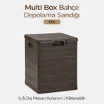 Homenter Multi Box Bahçe Depolama Sandığı 90 L | Kilitlenebilir | Iç & Dış Mekan - Kahverengi