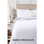 HOMENUP %100 Pamuk Saten Battal Boy Yorgan Kılıfı 83 Tel Beyaz (220x240)