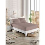 Homenup 140X200 Çift Kişilik Yatak Koruyucu Alez Seti %100 Pamuk Kapitoneli Fitted Bej - 140 x 200 cm