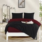 HOMENUP Tek Kişilik Battal Boy,Çift Kişilik Nevresim Takımı (Lastikli Çarşaf+Yastık Kılıfı+Yorgan Kılıfı) Çift Yönlü Pamuk-Polyester 90x190 100x200 120x200 160x200 180x200 200x200 (Bordo-Siyah, 100x200)