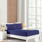 HOMENUP Tek Kişilik Çift Kişilik Lastikli Çarşaf Takımı Nevresim Kumaşı Pamuk Polyester 90x190 100x200 120x200 140x200 150x200 160x200 180x200 200x200 (Lacivert, 160x200 Çift Kişilik)