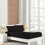 HOMENUP Tek Kişilik Çift Kişilik Lastikli Çarşaf Takımı Nevresim Kumaşı Pamuk Polyester 90x190 100x200 120x200 140x200 150x200 160x200 180x200 200x200 (Siyah, 150x200 Çift Kişilik)