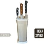 Homer Universal Bıçak Standı ve Organizeri - Yıkanabilir Izgaralı Tezgah Üstü Bıçaklık (Tüm Bıçaklara Uygun) - Bej