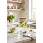 Homerest 1500 ml Borosilikat Cam Sürahi Bambu Kapaklı Isıya Dayanıklı Modern Tasarım Su Meşrubat Detoks Karaf - 1,5 lt