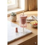 Homerest 750 ml Pembe Süzgeçli Pipetli Cam Matara Motivasyonel Su Şişesi Tasarımlı Isıya Dayanıklı Bardak