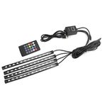 Homeriy Araba LED Şerit Işık Ses Kontrolü Çok Renkli RGB Dekoratif Lamba USB Arayüzü Uzaktan Kumandalı